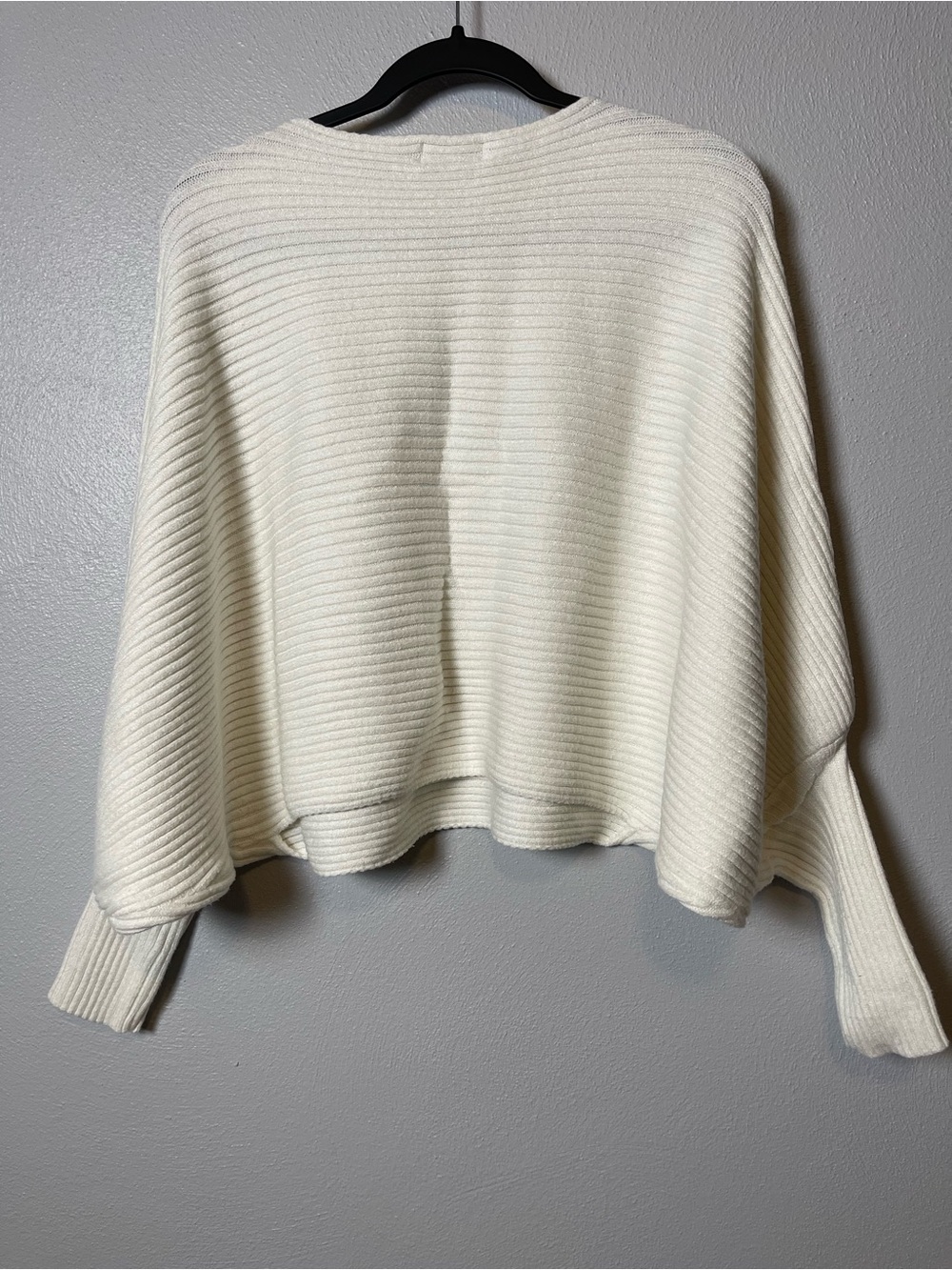 C+D+M Collection- Women's Cream Ribbed Balloon-Sleeve Sweater - Picture 4 of 7